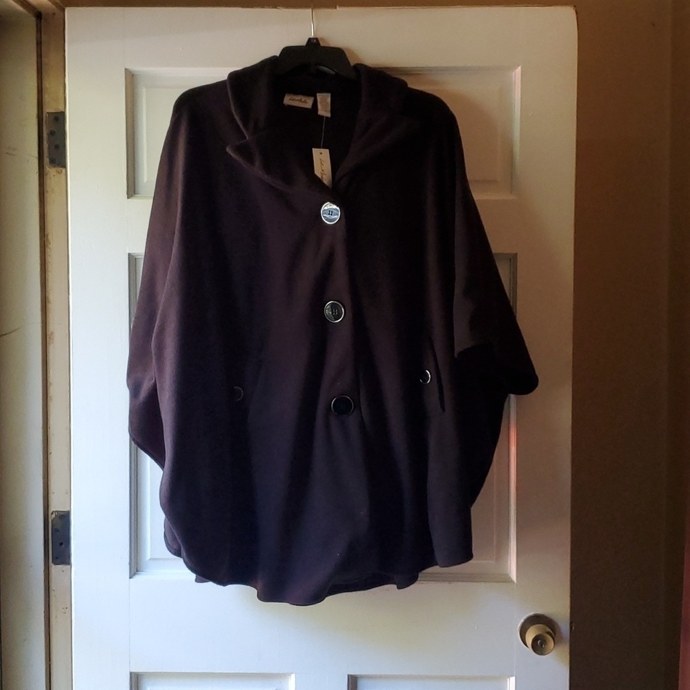 LEMODA Women's black cape coat